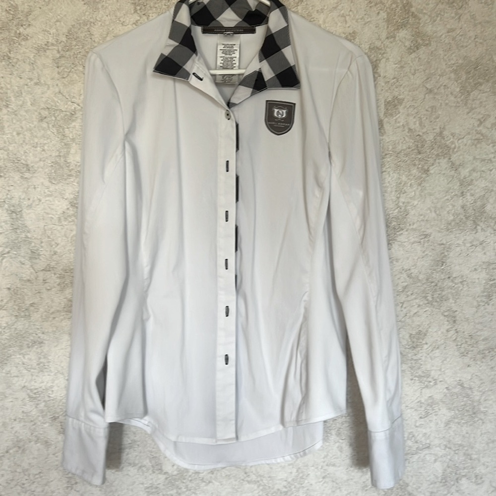 Noel Asmar Equestrian Noir‎ Showshirt Black and White Buffalo Plaid Size M